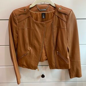 100% genuine leather, White House Black Market jacket with gold zips